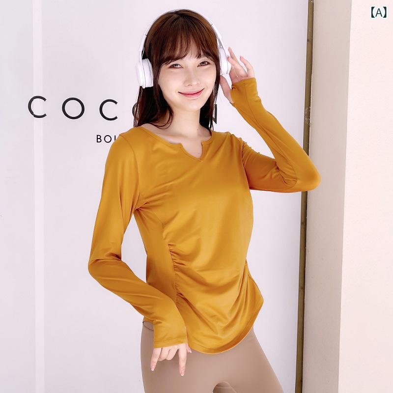 ・カテゴリ: Tシャツ・機能: 速乾・性別: 女性・柄: 無地・主な素材: ポリエステル92%、スパンデックス8%・カラー展開: 黄桃色、ブラック、ピンク、スカイブルー・サイズ展開: S、M、L、XL、2XL、3XL・袖丈: 長袖・着用方法: プルオーバー・着丈: ヒップ丈・シルエット: レギュラー・用途: ランニング、フィットネス、ダンス、ヨガ