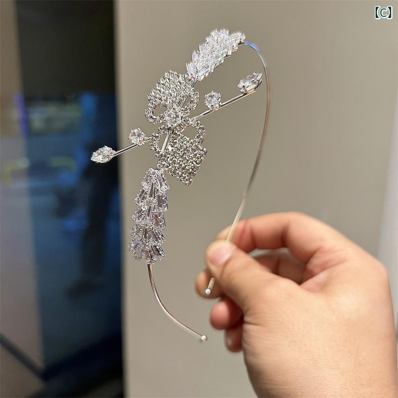 カチューシャ レディース ラインストーン 蝶 ヘアバンド フレンチ エレガント 髪飾...