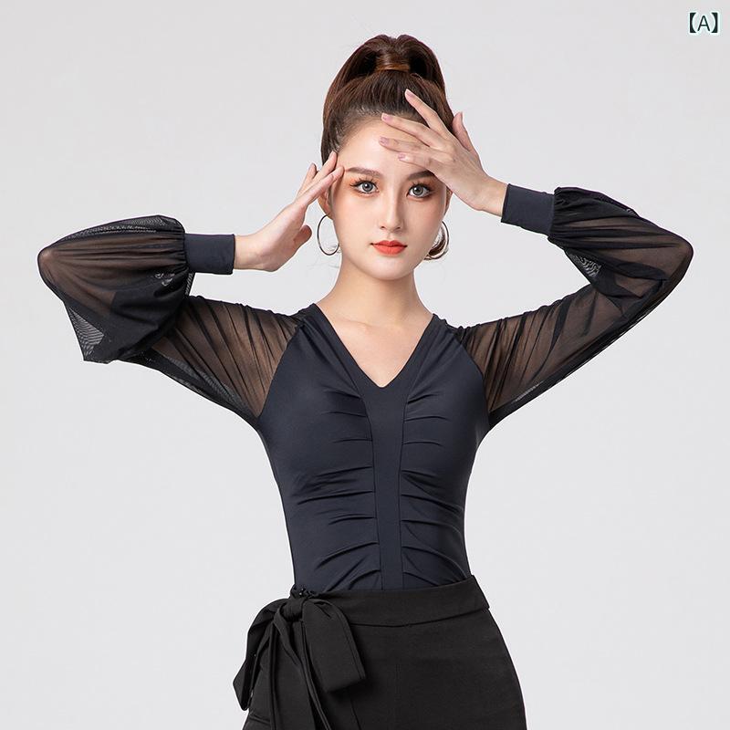 ・カテゴリ: ダンス服・柄: 無地・対象性別: 女性・対象年齢: 成人・用途: ラテン舞、国標準舞、フィットネス、ダンス・主な素材: ナイロン・素材: ナイロン81%・袖丈: 長袖・カラー展開: ブラック、宝藍、赤・サイズ展開: M、L、XL、XXL、XXXL、4XL
