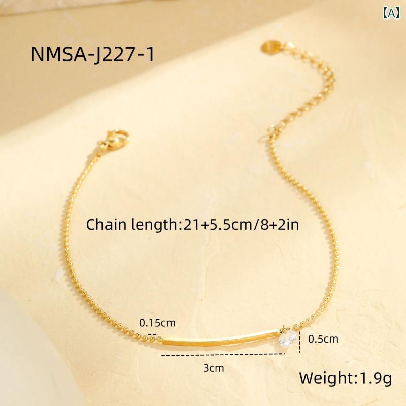 Anklets - 脚飾 男女兼用 金属 脚チェーン セット 多層 ステンレス 幾何学 復古 吊り下げ 蛇骨 ハート 丸型 シングル ジルコニア ビーチ バカンス 夏 アクセサリー レイヤード ユニセックス 防水 軽量 旅行 記念 ジュエリー