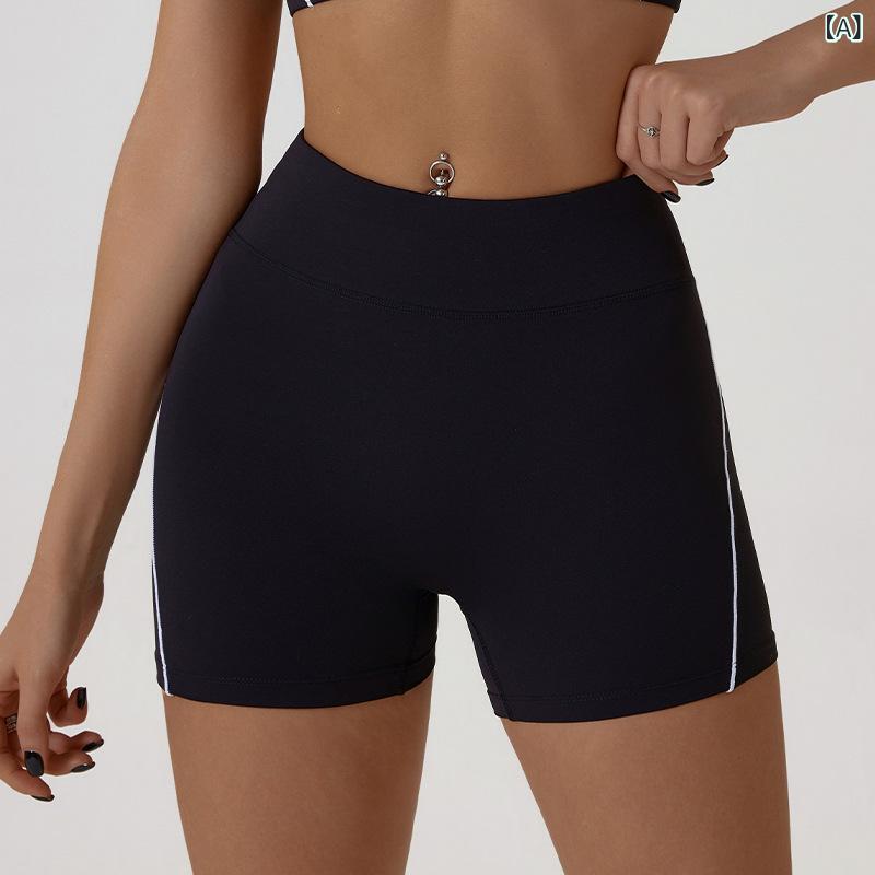 Tops - レディース ショーツ ヨガパンツ ヒップアップ フィットネス 3分丈 タイト 高腰 ランニング 運動 速乾 透気 裸感 ブラック ブルー ピンク 紫 赤 黄 白 グレー 化繊混紡 ナイロン スパンデックス 直筒 及腰 春夏 秋 フィットネス美体 ランニン