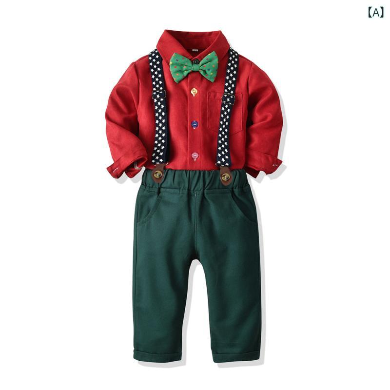 ・カテゴリ: 子供パンツセット・対象性別: 男の子・スタイル: 欧米・袖丈: 長袖・パンツ丈: ロング・厚み: 普通・柄: 無地・主な素材: 綿70%・閉じ方: シングルブレスト・カラー展開: 赤・サイズ展開: 80cm、90cm、100cm、110cm、120cm、130cm・要素: 開襟、リボン、英倫風、トレンド