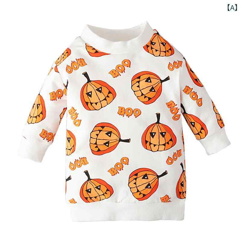 キッズ Tシャツ 長袖 丸首 綿 男女兼用 中小童 万聖節 南瓜 プリント 秋冬 シンプル かわいい プリントトップス 子供服 コットン 普段使い 伸縮性 通園 通学 秋 冬 ユニセックス