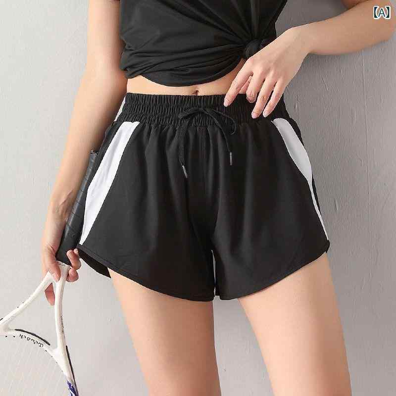 Ladies Wear - レディース ショートパンツ 運動 女性用 夏 春夏 秋 速干 高腰 防走光 透気性 切り替え ポリエステル 再生繊維 接触冷感 ブラック ピンク ブルー パープル ランニング ジョギング ヨガ トレーニング フィットネス ジム サイクリング ダンス ルー