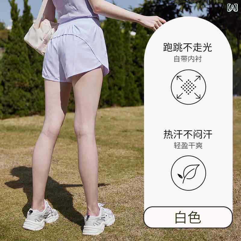 Tops - レディース ショーツ 春夏 運動 薄手 ランニング フィットネス トレーニング 防走光 速乾 ポリエステル スパンデックス 混紡 中腰 ルーズフィット 普段使い ジム ヨガ ピンク ブラック グリーン ブルー ホワイト