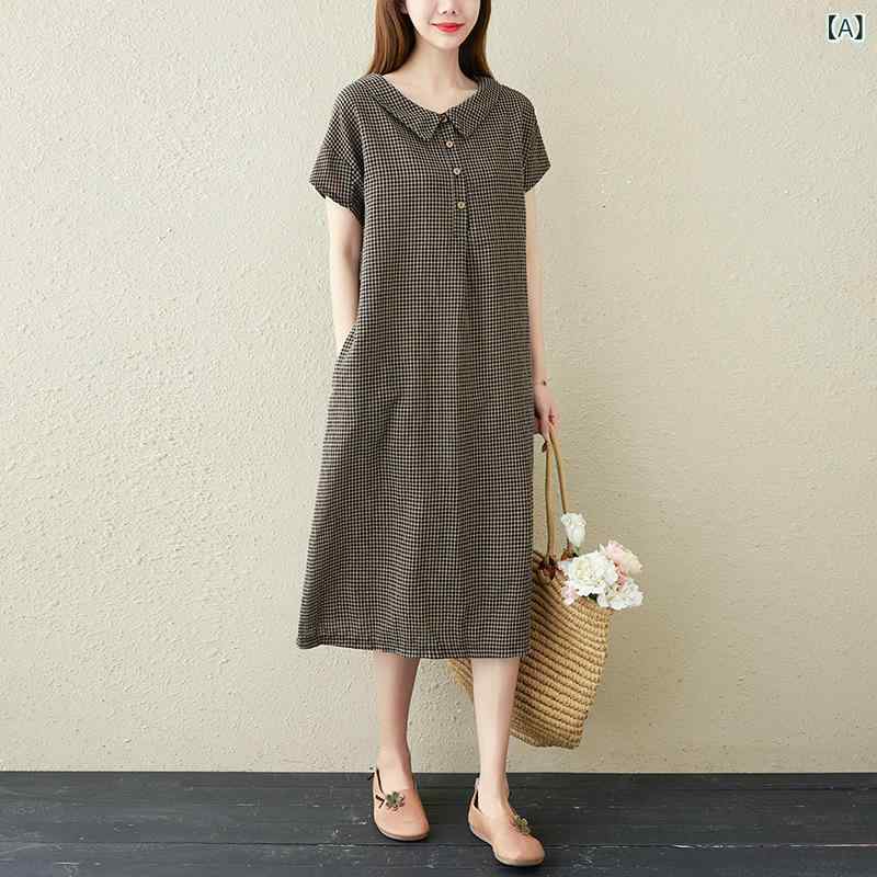 ・柄: 格子・装飾: ボタン・主な素材: 綿麻・主素材成分: 綿95%以上・カラー展開: 黒格子、赤格子・サイズ展開: M、L、XL、XXL・スタイル: 通勤・スカート丈: ロング・袖丈: 超長袖・対象: 女性