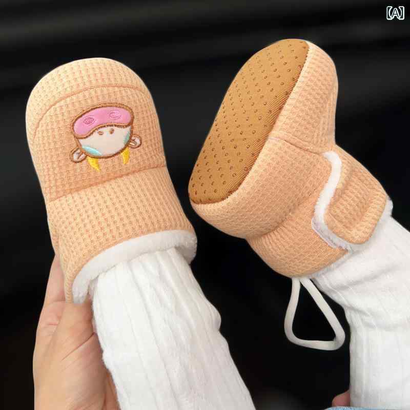 Shoes - ベビー 靴 布シューズ 軟底 冬用 加厚 保暖 防滑 学歩 綿素材 男女兼用 0-1歳 赤ちゃん用 秋冬 休闲 カジュアル 魔术貼 着脱簡単 卡通柄 点膠底 厚手 コットン 室内履き 通年対応