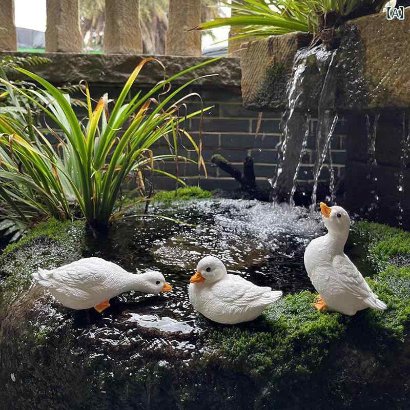 樹脂 クラフト ミニチュア 風景 飾り 小さなアヒル セット 田園風 ガーデン 盆栽 インテリア 飾り かわいい 動物 フィギュア 合成樹脂 プラスチック ミニ オブジェ 庭園 装飾 グリーン 癒し アイテム