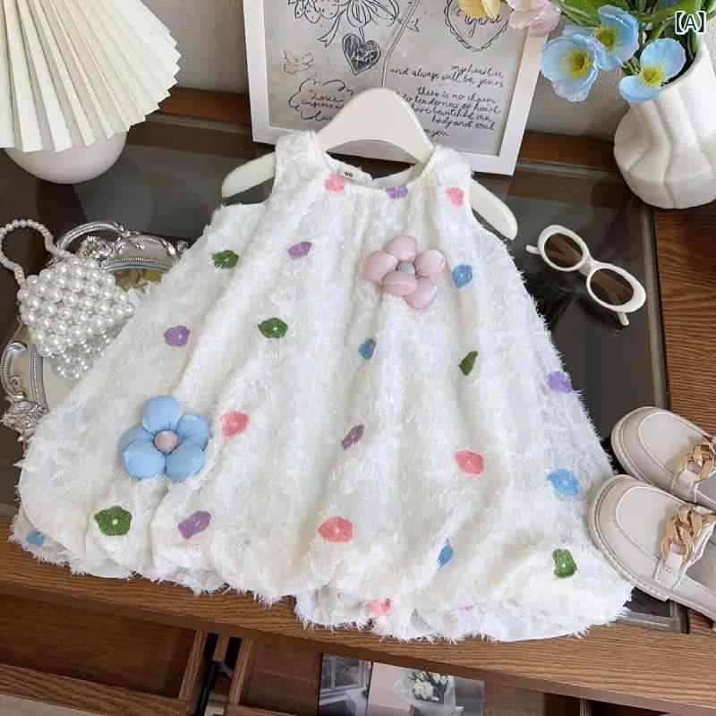 女児 ワンピース キッズ 女の子 背心 吊帯 無袖 プリンセス スカート 花柄 夏 春夏...