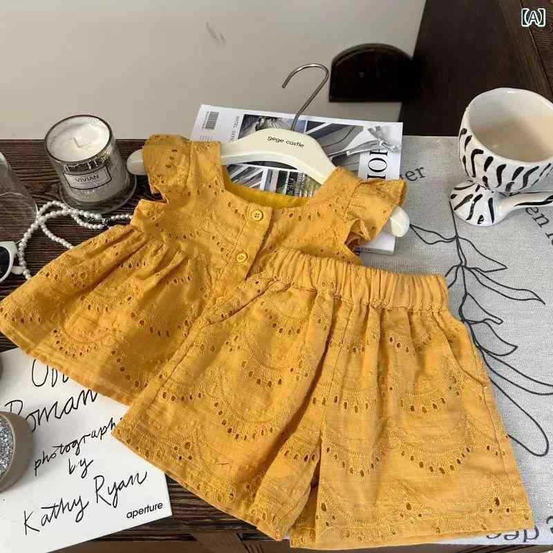 Rakuten - 女児 トップス ショーツ セット キッズ 女の子 夏服 無袖 飛袖 レース 背心上衣 短パン 花柄 綿混紡 柔軟 薄手 かわいい プリンセス カジュアル 普段使い 3〜8歳 90〜160cm