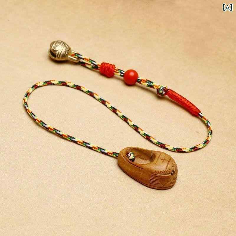 Anklets - 脚链 レディース 桃木虎頭 靴型 ブレスレット 五彩紐 鈴付き 端午祭 民族風 U字型 春季 かわいい アクセサリー 足飾り ラッキーアイテム