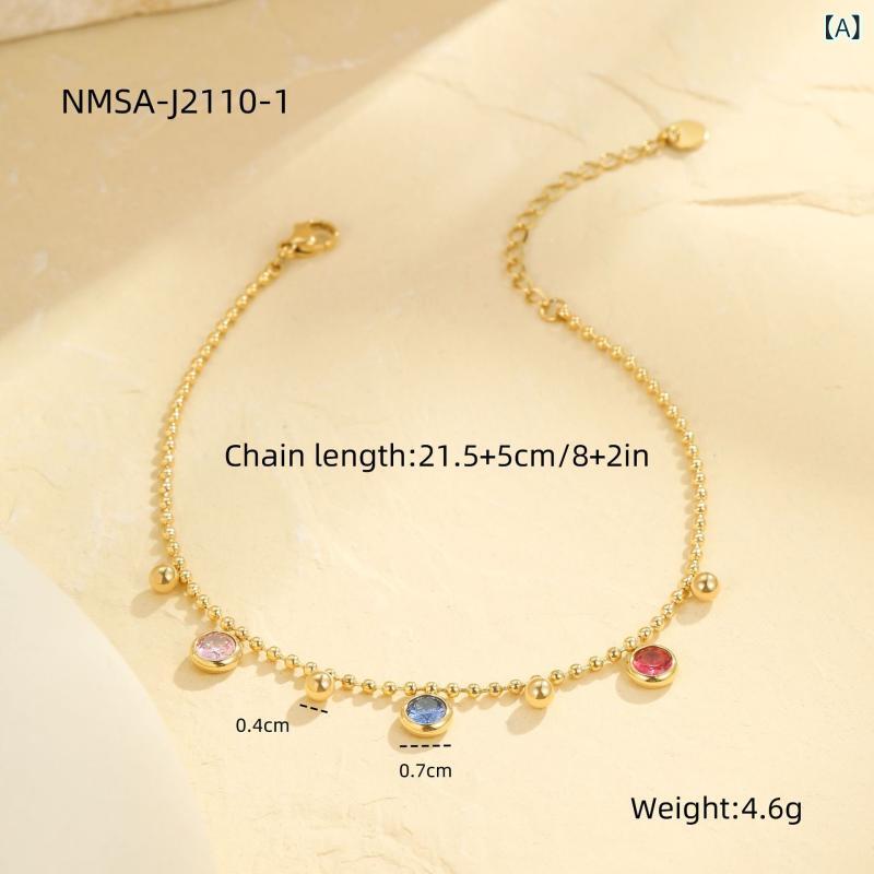 Anklets - 脚飾 脚チェーン メンズ レディース ユニセックス 夏 春夏 多層 宝石 吊り下げ 幾何学 ステンレス カラフル カラー グリーン ホワイト ブラック 軽量 普段使い アウトドア ファッション アクセサリー