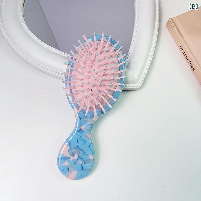 ヘアブラシ レディース ミニ クッションブラシ パドルブラシ かわいい 高級感 コンパクト 軽量 携帯用 マッサージ 頭皮ケア サラサラ 絡まない 持ち運び 旅行用 自宅用 くし コーム スタイリング narukimar-11100988 naruki サンプル画像2