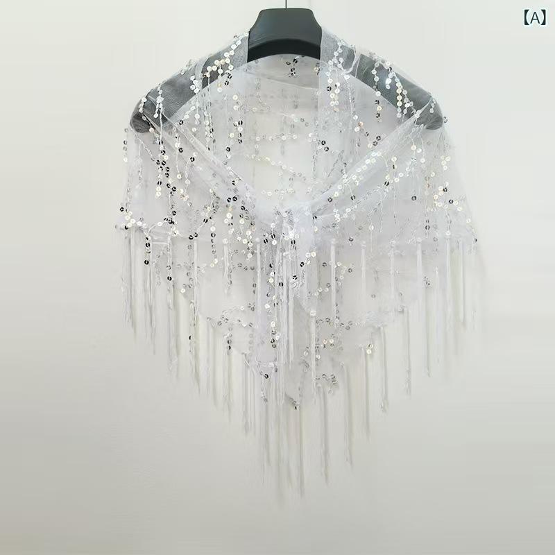 ・カラー展開: ホワイト、ブラックゴールド、ブラックシルバー、ライトゴールド、ブラックイリデセント、ブラック、ブライトレッド、ピンク、ローズレッド、バーガンディ、トレジャーブルー、レイクブルー、アンズ・サイズ展開: フリーサイズ・主な素材: ポリエステル95%以上、スパンデックス5%以下・スタイル: 通勤・装飾: シークイン、フリンジ、透け感、メッシュ、立体装飾・工艺: 刺繍