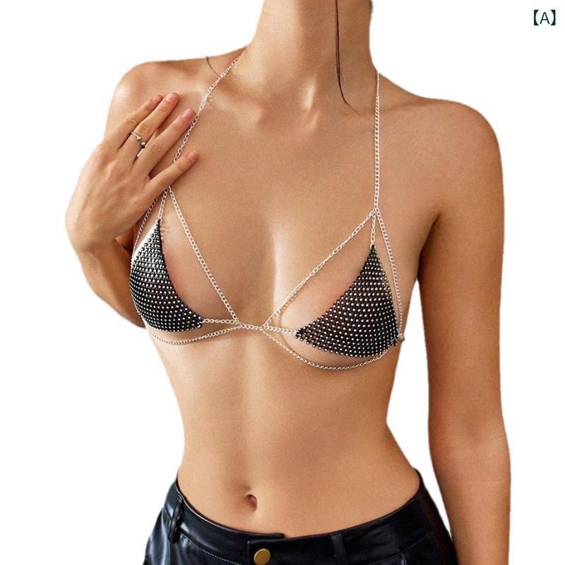 ・スタイル: ホルターネック・シルエット: タイト・丈: 超短丈(≤40cm)・柄: 幾何学・装飾: チェーン・主な素材: ポリエステル・素材成分: ポリエステル50-70%、金属30-50%・カラー展開: ブラック・サイズ展開: S、M、L・対象: 女性・対象年齢: 成人・スタイルタイプ: セクシーストリート