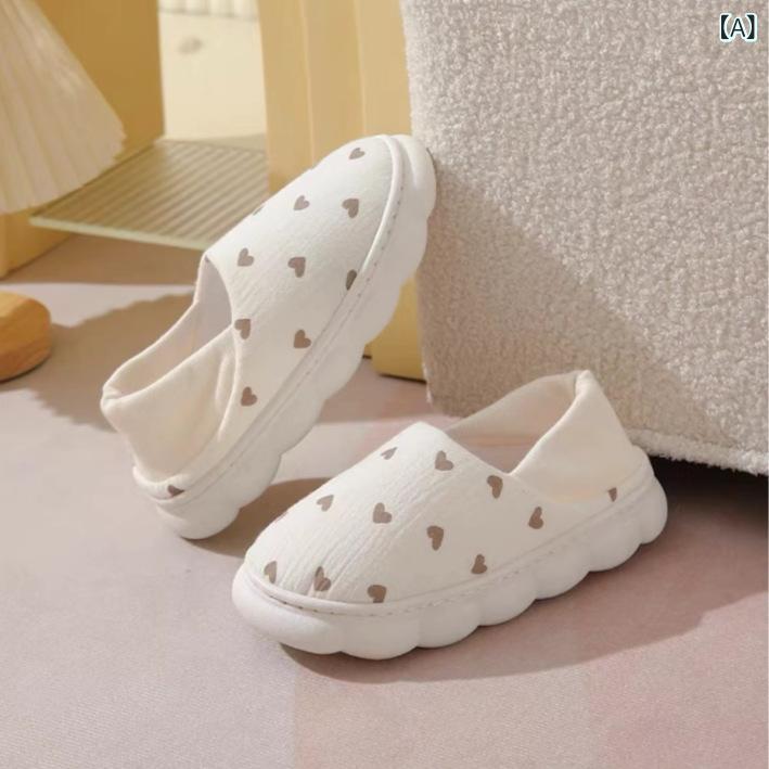 Rakuten - マタニティシューズ 女性用 春夏秋冬 薄手 防水 綿素材 包頭 包跟 深口 3cmヒール 防滑 柔らかい底 PVCソール 耐磨 吸汗 保暖 加厚 室内履き 居家用 米色 白 綿靴下 縫製加工 車縫いライン 純色 セットオンシューズ 全包スタイル