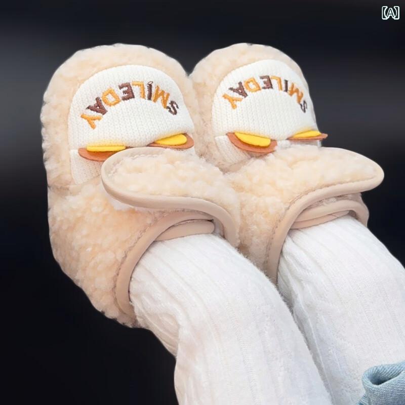 First Shoes - ベビーシューズ 靴下 男女赤ちゃん 秋冬 厚手 保暖 防滑 綿素材 織物 歩行練習 学歩靴 室内用 フロアソックス 魔術テープ ノーカラー ノーブル カフェオレ ブルー ピンク かわいい 卡通柄 カジュアル