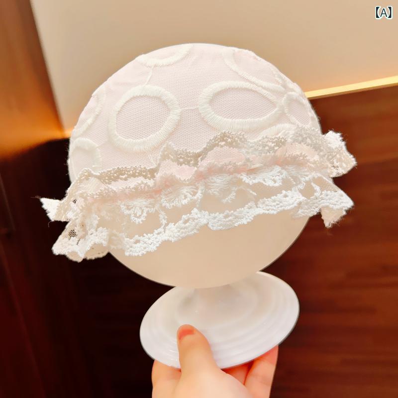 ベビー 空頂帽子 赤ちゃん 卯門保護帽 レース 花柄 プリンセス ピンク ブルー イエ...