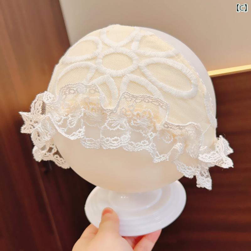 ベビー 空頂帽子 赤ちゃん 卯門保護帽 レース 花柄 プリンセス ピンク ブルー イエ...