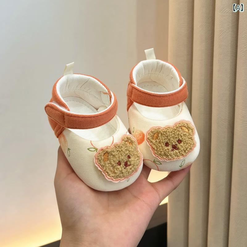 ベビーシューズ 赤ちゃん 春秋 男女兼用 柔らか底 歩行前 布製 かわいい 織物 防滑 魔術貼 橘色 浅ブルー 橙色 単薄 卡通柄 車縫線