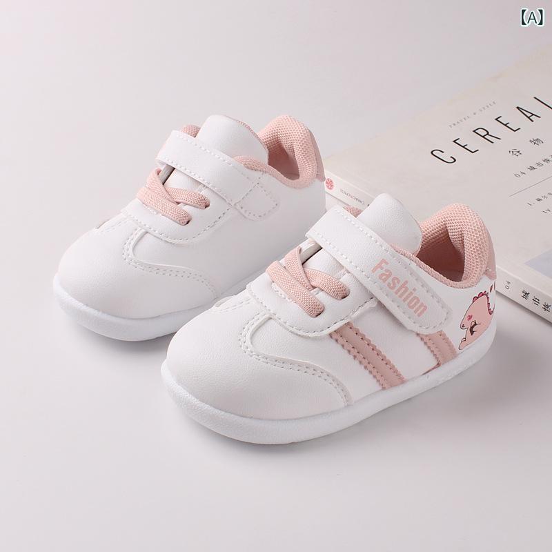 Shoes - ベビー 学歩靴 男の子 女の子 赤ちゃん 幼児 靴 低筒 ソフトソール 柔らか 快適 履きやすい 運動靴 ボードシューズ 合成革 PUレザー 条紋 翻辺 防滑 耐磨 魔术贴 春秋 ピンク ブルー ベージュ 天藍 加棉 低幫 休闲 ストリート 普段使い 通