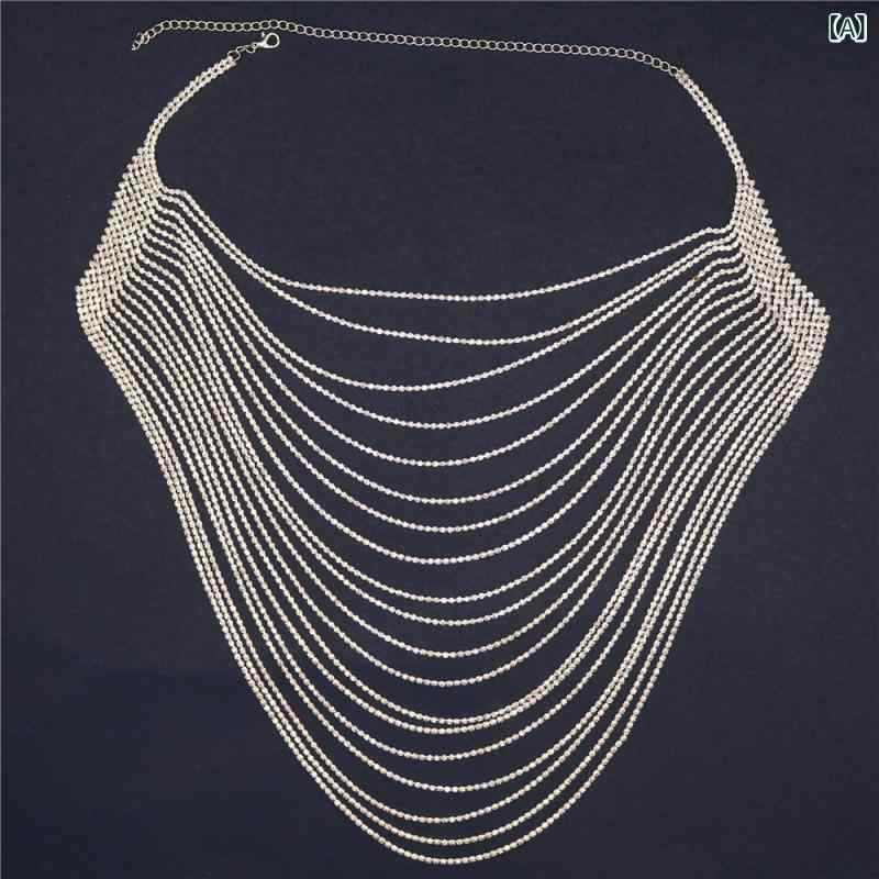 Necklaces, Braclets - ボディチェーン 女性用 ビキニ 胸チェーン 水晶 ラインストーン 鍍金 鍍銀 調整可能 春季 ファッション アクセサリー セクシー パーティー 夜店 プリンセス スタイル 葉っぱ モチーフ 独立包装