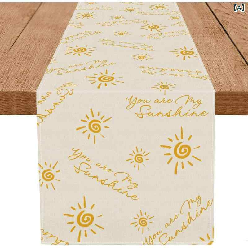 Table Runners - テーブルランナー 春夏 麻 向日葵 西瓜 アイスクリーム プリント モダン シンプル 清新 ナチュラル ダイニングテーブル 飾り 韓国風 かわいい 柄 ロングタイプ 細長 33x90cm 33x120cm 33x180cm 33x230cm