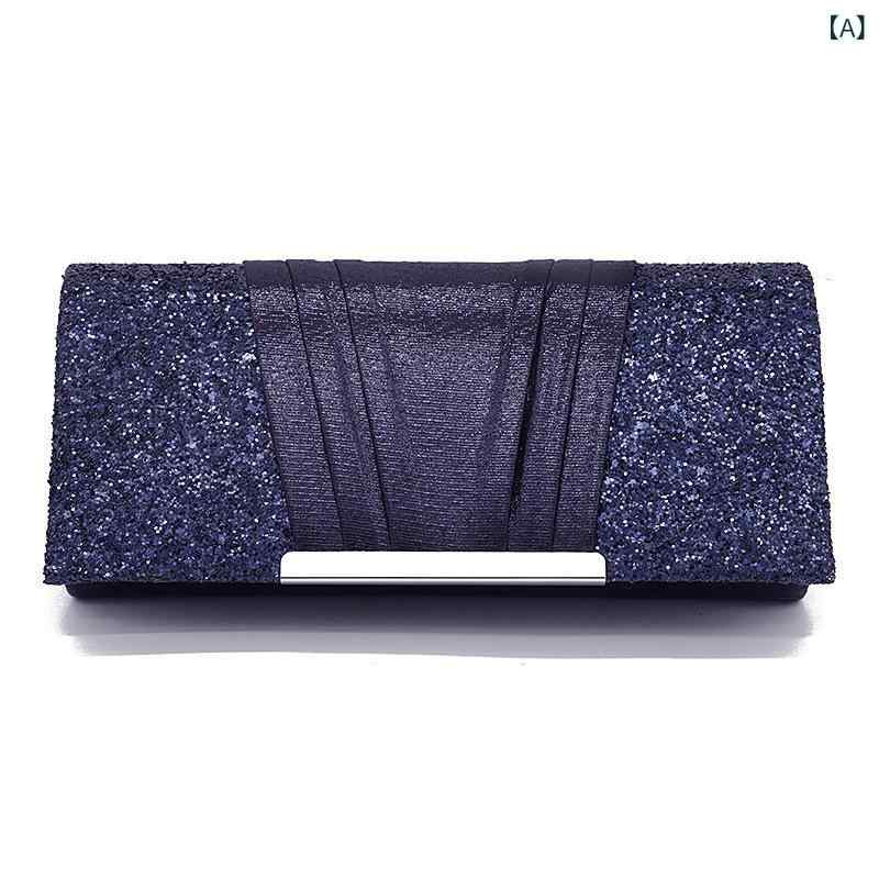 ハンドバッグ 女性用 夏 クラッチバッグ フラップ 横型 スクエア キラキラ 亮片 ポリエステル 中硬め ディープブルー ブラック ピンク ゴールド シルバー 日常使い 結婚式 フォーマル クラシック ヴィンテージ 光沢 ハンドヘルド ショルダー