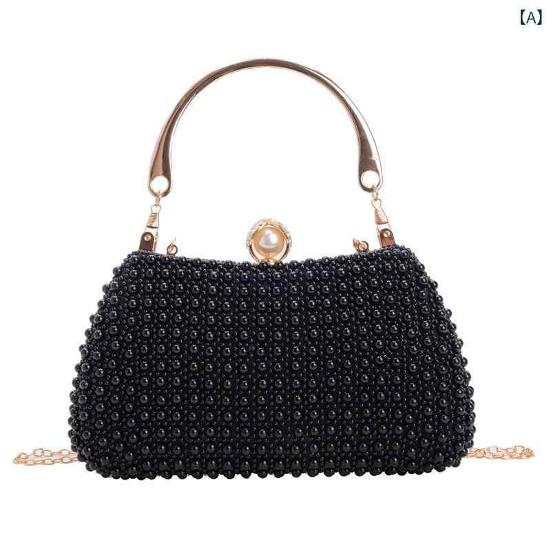 パール付き 女性用 小方包 枕頭型 クラッチバッグ ミディバッグ ミラー加工 アクリル素材 硬め ロック開閉 スマホポケット インサイドポケット 黒 白 ベージュ かわいい 甘め 清新 日常使い 宴会用 フォーマルバッグ 高級感 ラグジュアリー