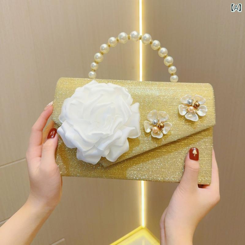 ハンドバッグ 女性用 花柄 キラキラ チェーン ショルダーバッグ 斜めがけ バケツ型 横型 方形 涤纶 ポリエステル 日常使い 通勤 普段使い かわいい 甘め 春夏 ゴールド カバー開閉 中硬度 携帯ポーチ カードポーチ 軽量 人気シルエット