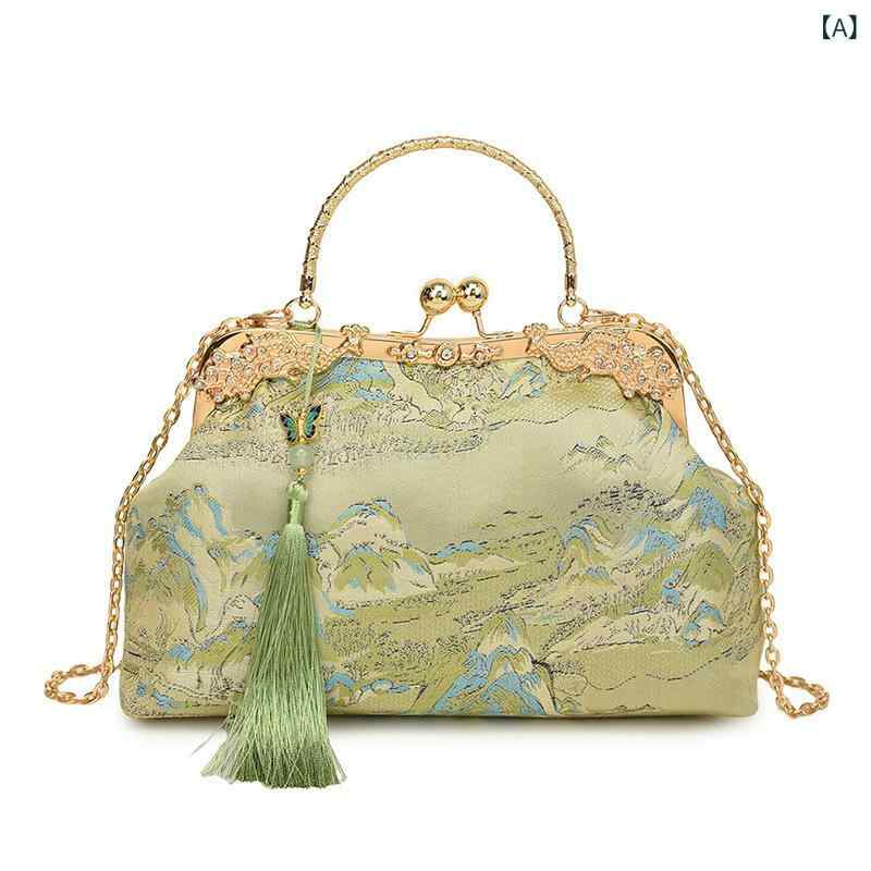 ・カテゴリ: 貝殻包・スタイル: 中国風・主な素材: オックスフォード布・カラー展開: ゴールド、赤、青・サイズ: 中・装飾: 刺繍、プリント・裏地: ポリエステル・形状: 貝殻型・開閉: ロック・内部構造: スマホポケット、カードポケット・ポケット: 内側・用途: 日常・ショルダーストラップ: 1本