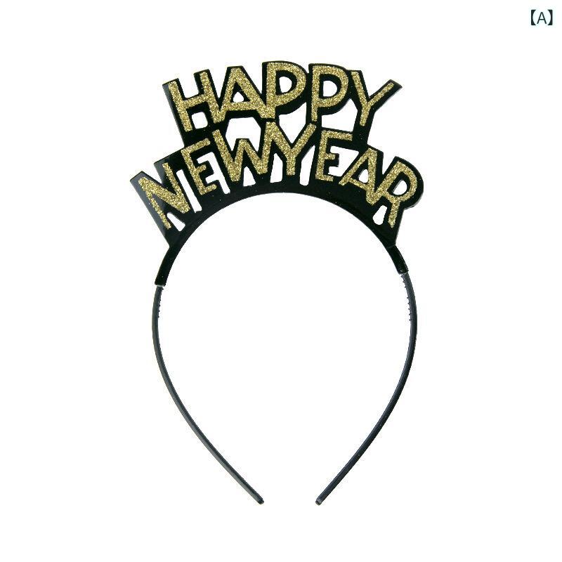 パーティー ヘアアクセサリー ヘッドバンド 新年 飾り ブラック ゴールド 紙製 手作り 均一サイズ 通年使用