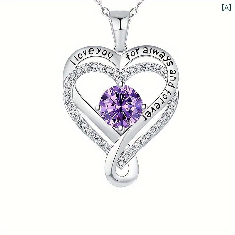 Necklaces, Braclets - ネックレス 女性用 ハート ペンダント ダブルレイヤー 十字チェーン 紫色 赤 青 ピンク ホワイト 合金 ジルコニア ファッション 通勤 春季 鎖骨チェーン かわいい 軽量