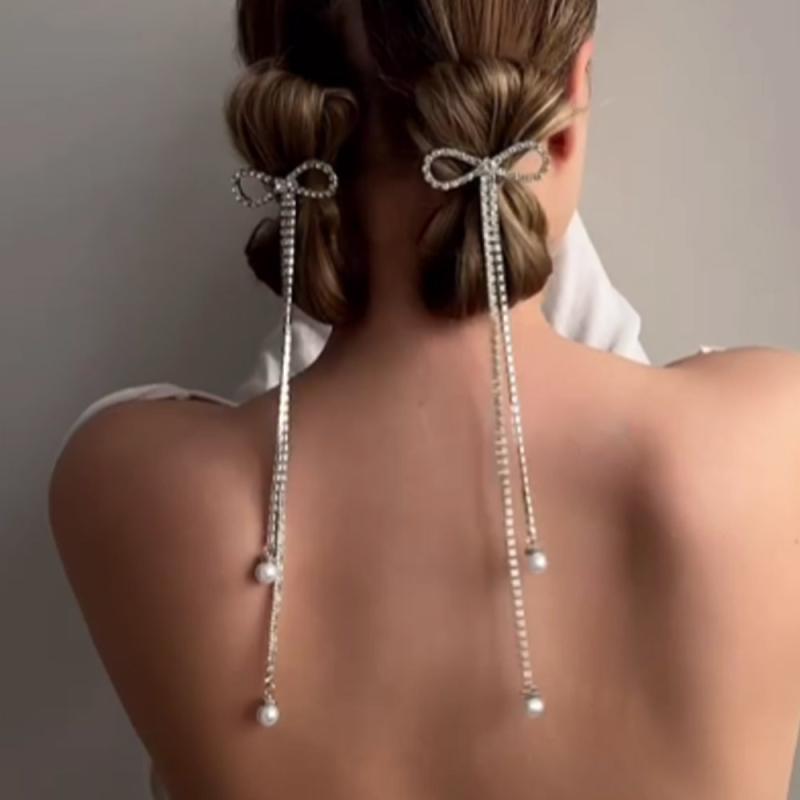 Necklaces, Braclets - ヘアクリップ 女性用 鴨嘴 バタフライ タッセル 水钻 輝石 電気メッキ加工 金色 銀色 シンプル ファッション 通勤 かわいい ヘアアクセサリー 春 髪飾り