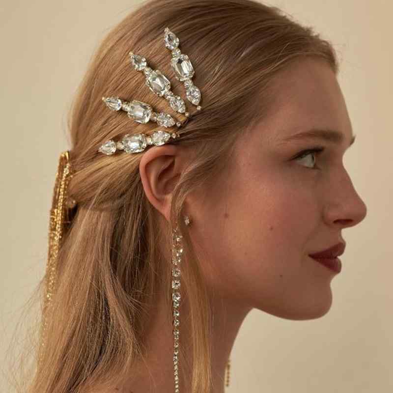 Necklaces, Braclets - ヘアアクセサリー 女性用 夏 シンプル スクエア 一文字 ピン 個性 水晶 サイド クリスタル ホワイト レッド ブルー プラチナゴールド シルバー 加工 幾何学 ファッション OL 通勤 普段使い 軽量