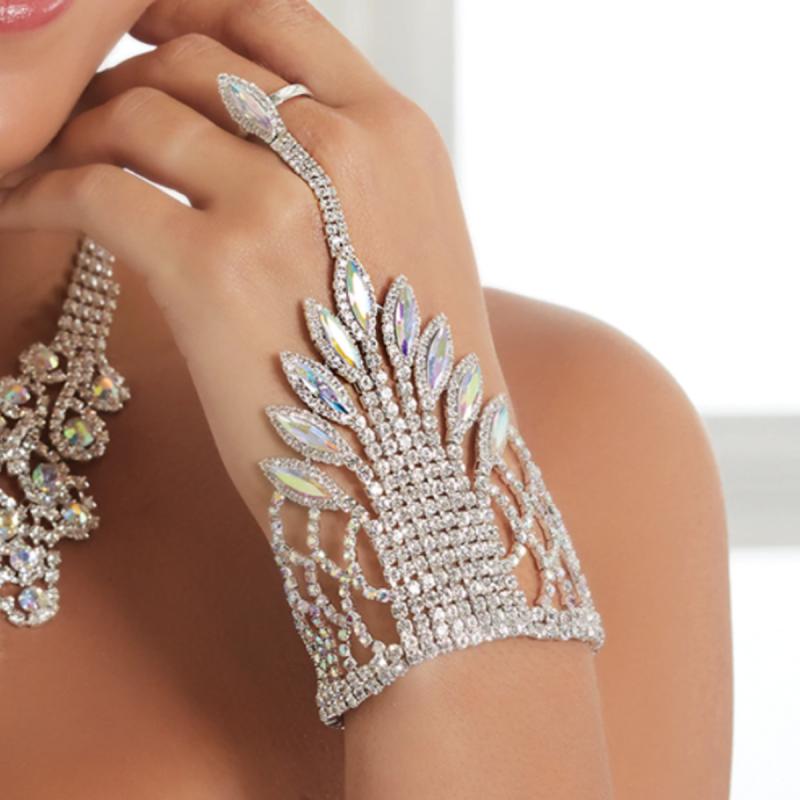 Necklaces, Braclets - ハンドチェーン 女性用 流蘇 ラインストーン 馬眼石 連指 ブレスレット アクセサリー ゴールド シルバー 幾何学 個性派 普段使い 旅行記念 コーディネート