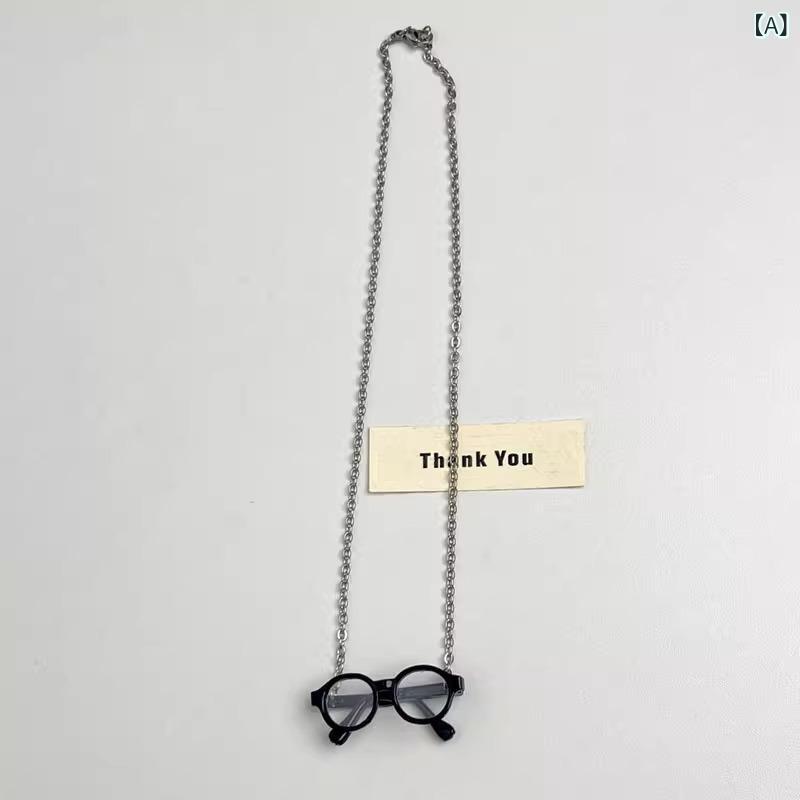 Akoya Pearl - ネックレス 女性用 ユニセックス 樹脂 メガネ型 幾何学 個性派 シンプル かわいい 軽量 合金 電気メッキ加工 ブラック 透明 琥珀色 春夏 冷淡風 カジュアル アクセサリー ファッション小物 ユニークデザイン