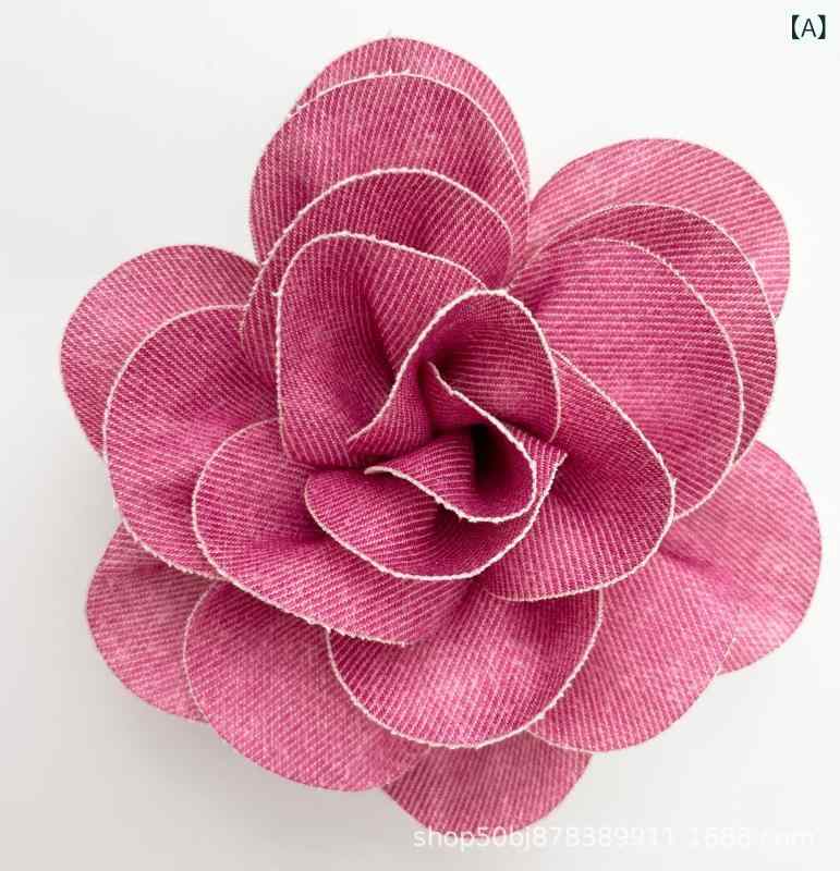 布花 花飾り 15cm 手作り DIY 牛仔布 布製 ピンク系 グリーン系 ベージュ系 バラ 花柄 ヘアアクセサリー 胸花 服飾 靴 帽子 鞄 アクセサリー 夏 かわいい 軽量 普段使い 手芸 クラフト 素材 切り替え 装飾