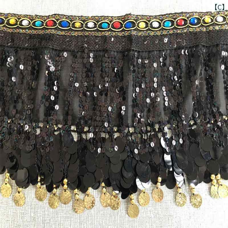 ベリーダンス 腰 chain 女性用 手作り ヒップスカーフ スパンコール フリンジ 腰巾...