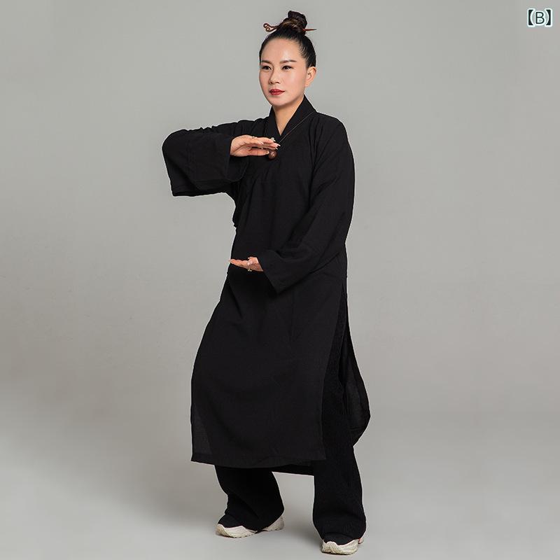太極拳ウェア 男女兼用 春夏用 武術 練習着 斜め襟 チャイナ風 無地 吸汗速乾 快適