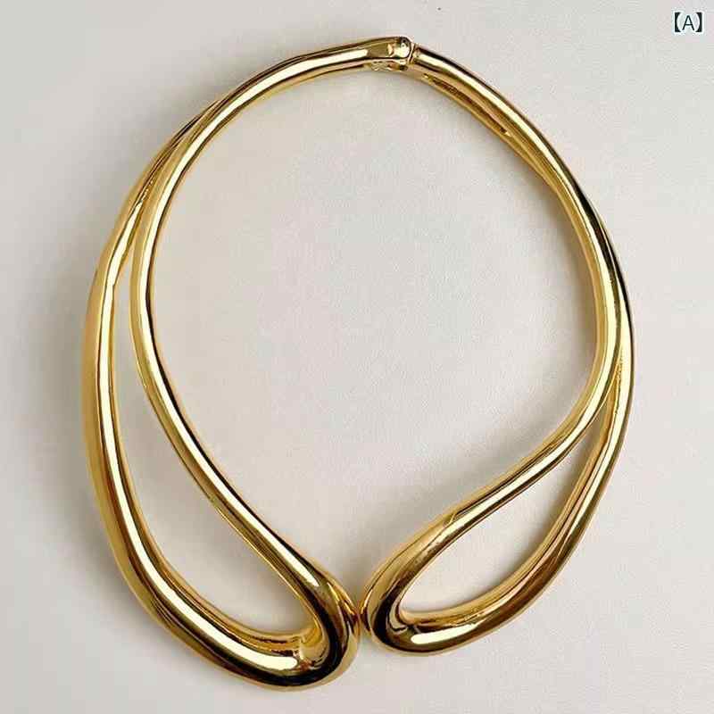 Other - ネックレス 女性用 鎖骨チェーン 金属 合金 幾何学 スプリング クール シンプル モダン 高級感 金色 銀色 2025夏 ファッション 通勤 軽量 41-50cm