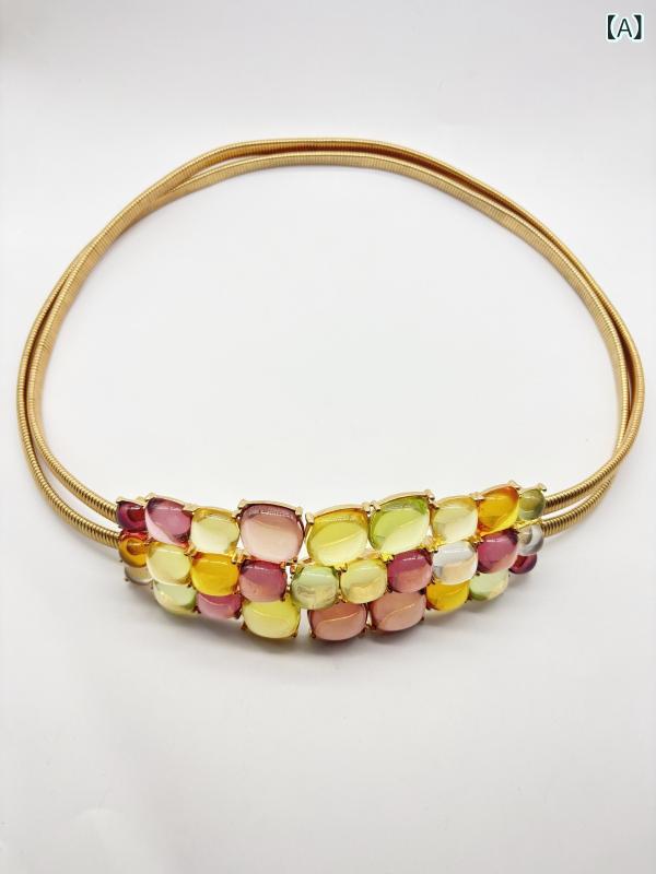 レディース ゴールド 弾力 加粗 ダブルチェーン 腰チェーン スカート アクセサリー 金属 軽量 通年 百搭 かわいい 装飾 ベルト ショート ロング 調整可能 シングルサークル 軽奢 人気 デザイン 夏 秋冬 春 冬 切り替え 人気カラー