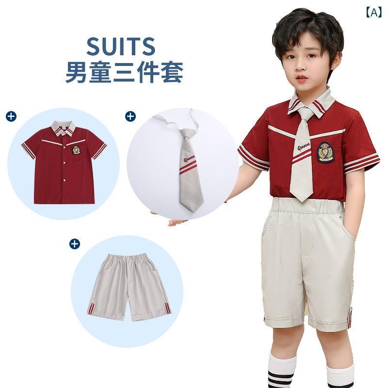 ・カテゴリ: 校服・対象年齢: 3〜8歳・対象性別: 男女共用・留め具のタイプ: シングルブレスト・デザイン要素: スポーツ、セットアップ・生地加工: 柔軟加工・主な素材: 綿 80%・安全基準: B類・フード: なし・カラー展開: ピンク、ゴールド・対応身長: 100cm、110cm、120cm、130cm、140cm、150cm、160cm、170cm・セット内容: 半袖、