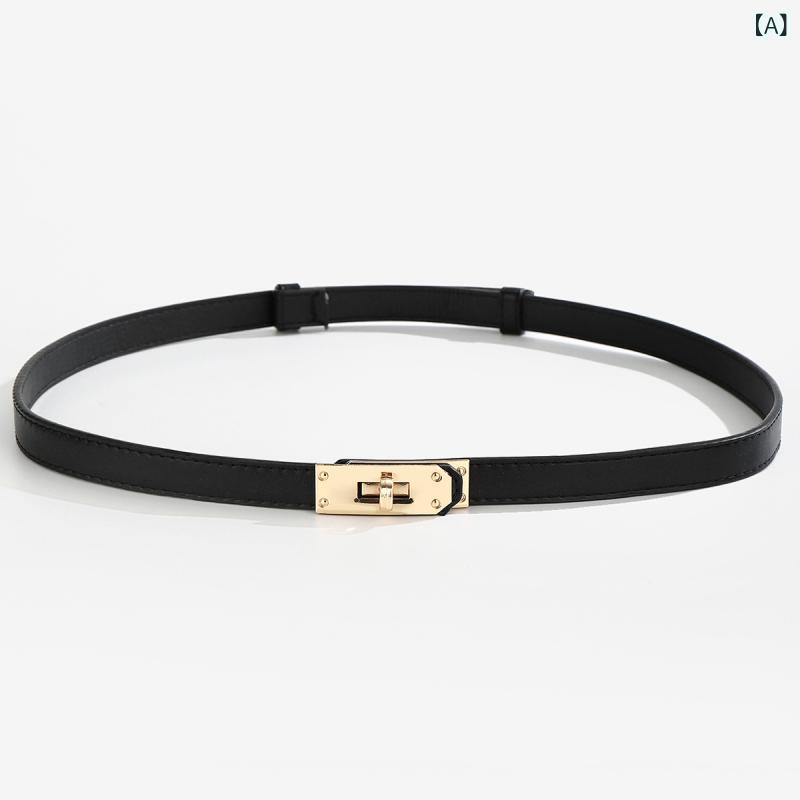乐天商城 - ワンピース アクセサリー レディース ウエストベルト 細腰帯 復古 装飾 ピンバッジ ロックバックル ビジネス 通勤用 普段使い 百搭 優雅 ミニマム ファッション OL シンプル ヨーロッパ風 軽量 PU革 合金バックル 対扣式 ブラック コーヒー ベ