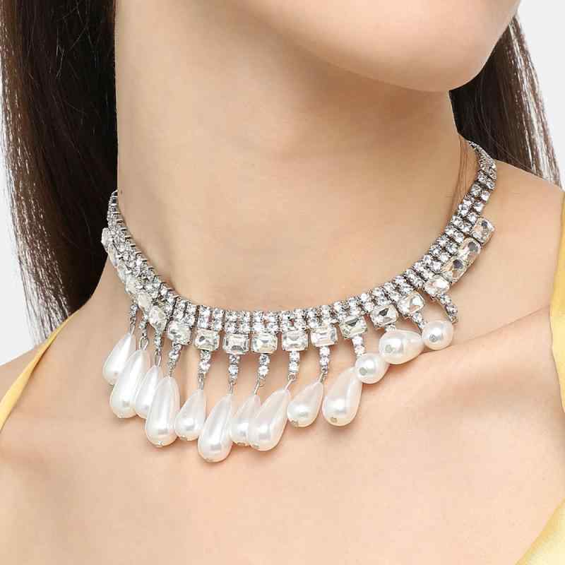 Necklaces, Braclets - ネックレス 女性用 鎖骨チェーン 大ぶりパール 流蘇 ドロップ型 水滴形 接触冷感 水钻 ジルコニア 銀色 金色 ハイウエスト 春夏 秋冬 軽量 伸縮性 吸湿速乾 高級感 ファッション かわいい 通勤 普段使い アウトドア 部屋着 カジュアル