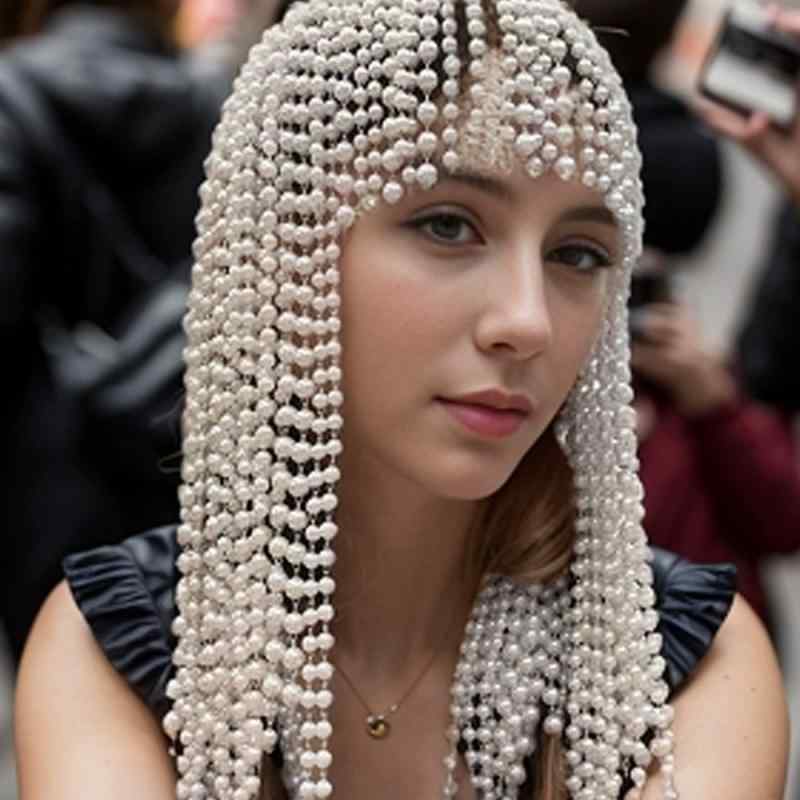 Necklaces, Braclets - ヘアアクセサリー 女性用 パール フリンジ ヘアピン シルバー 接触冷感 電気メッキ加工 春夏 ウェディング ステージ 普段使い かわいい 軽量 伸縮性