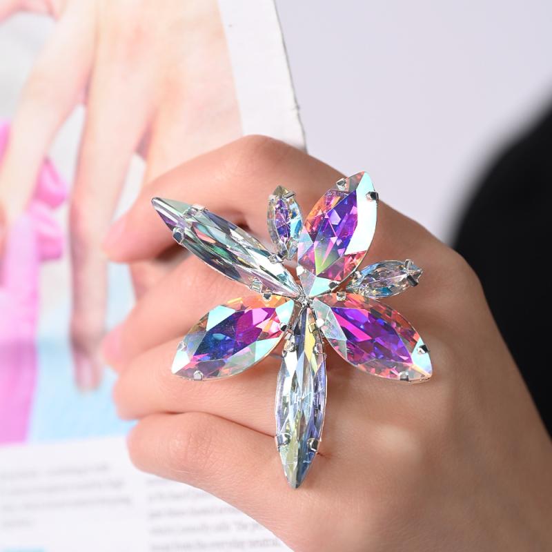 Other , Materials - 指輪 花型 馬眼石 水钻 幾何型 花柄 男女兼用 銀色 金色 春夏 ファッション 通勤用 切り替え 電気メッキ加工 華奢 華やか かわいい 植物モチーフ ハンドアクセサリー 普段使い