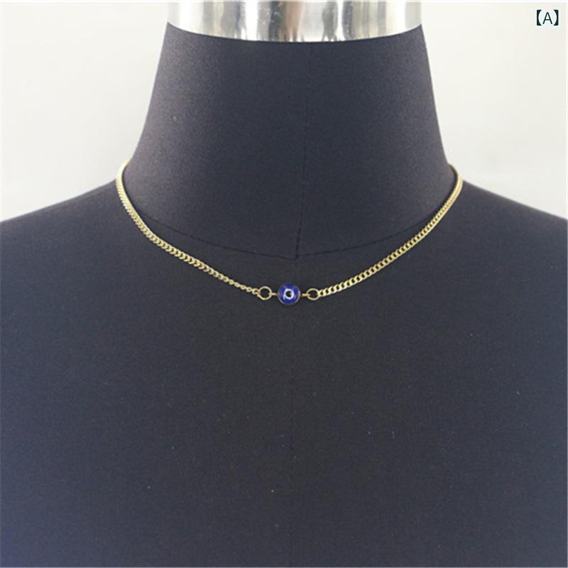 Necklaces, Braclets - ネックレス 女性用 シンプル 個性派 眼鏡型 ペンダント 金属 細チェーン 蛇骨チェーン 合金製 電気メッキ加工 ジオメトリック 短め 長め 夏 軽量 普段使い ギフト対応