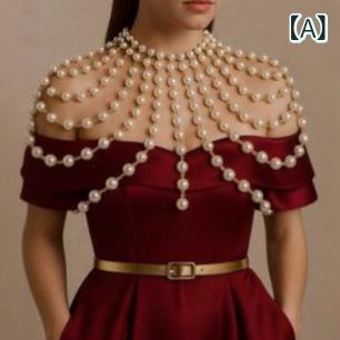 Rakuten - ハンギングネックレス 女性用 肩掛けチェーン ウェディング 純白 珍珠 アクセサリー 超短 不規則形状 無弾性 街頭ストリート 個性派 ハル冬 欧美風 純手工 大人向け クロスボーダー