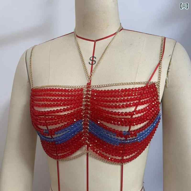 Necklaces, Braclets - 胸チェーン 腰チェーン 女性用 ビーズ 手工 アクセサリー ボディチェーン トップスチェーン かわいい 華奢 レイヤード 春夏 普段使い デイリー ギフト